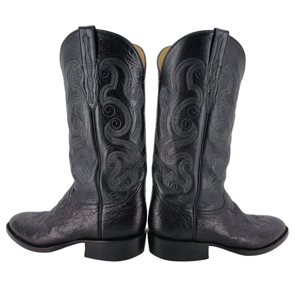 Luskey's Ryon's Mens size 9.5D Black Ostrich Exotic Leather Cowboy Western Boots - Picture 4 of 16